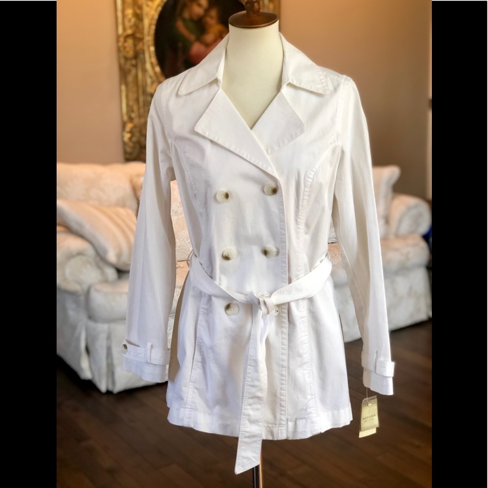 NWT white cotton Sonoma sz M pea coat jacket